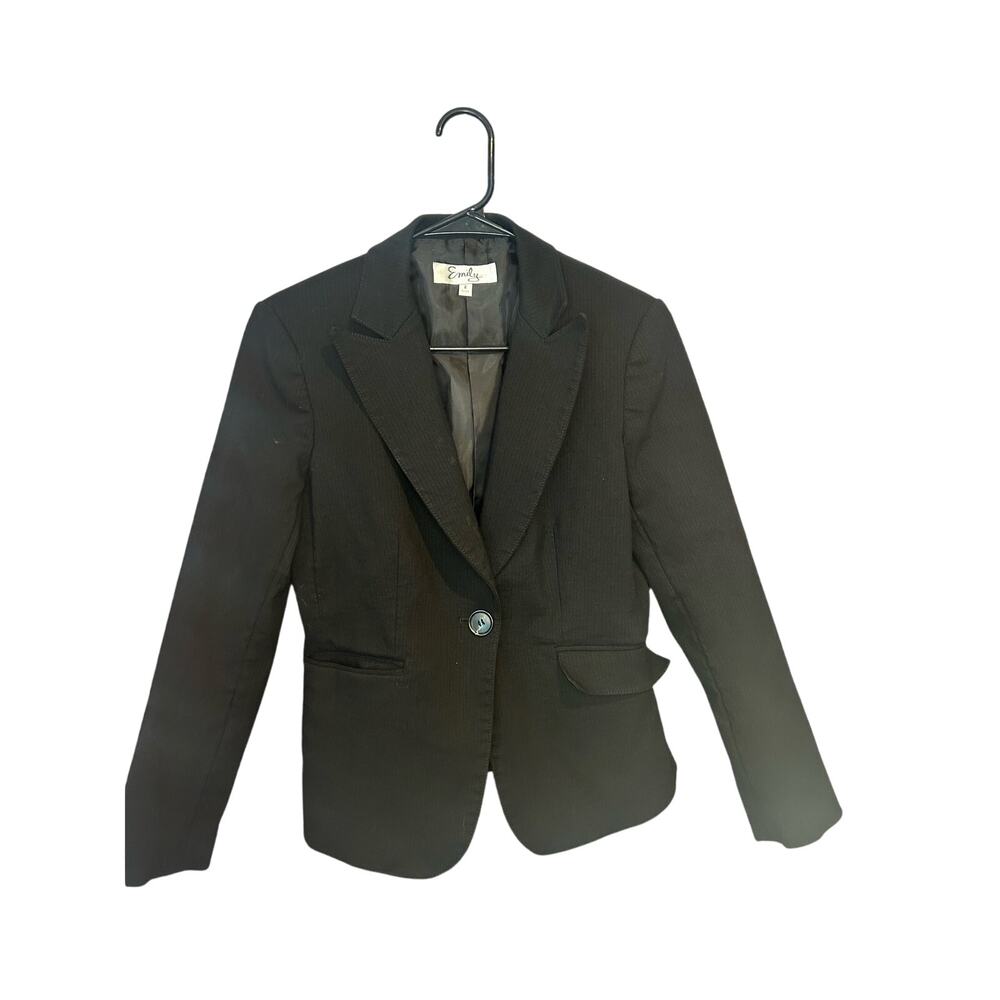 Emily... satin lined black striped blazer jacket women's size 6
